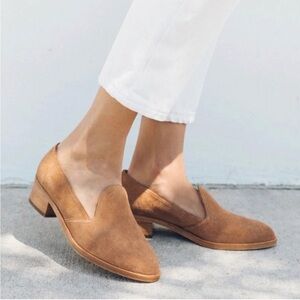 Soludos Sophia Tan Suede Block Heel Loafers Flats Size 9